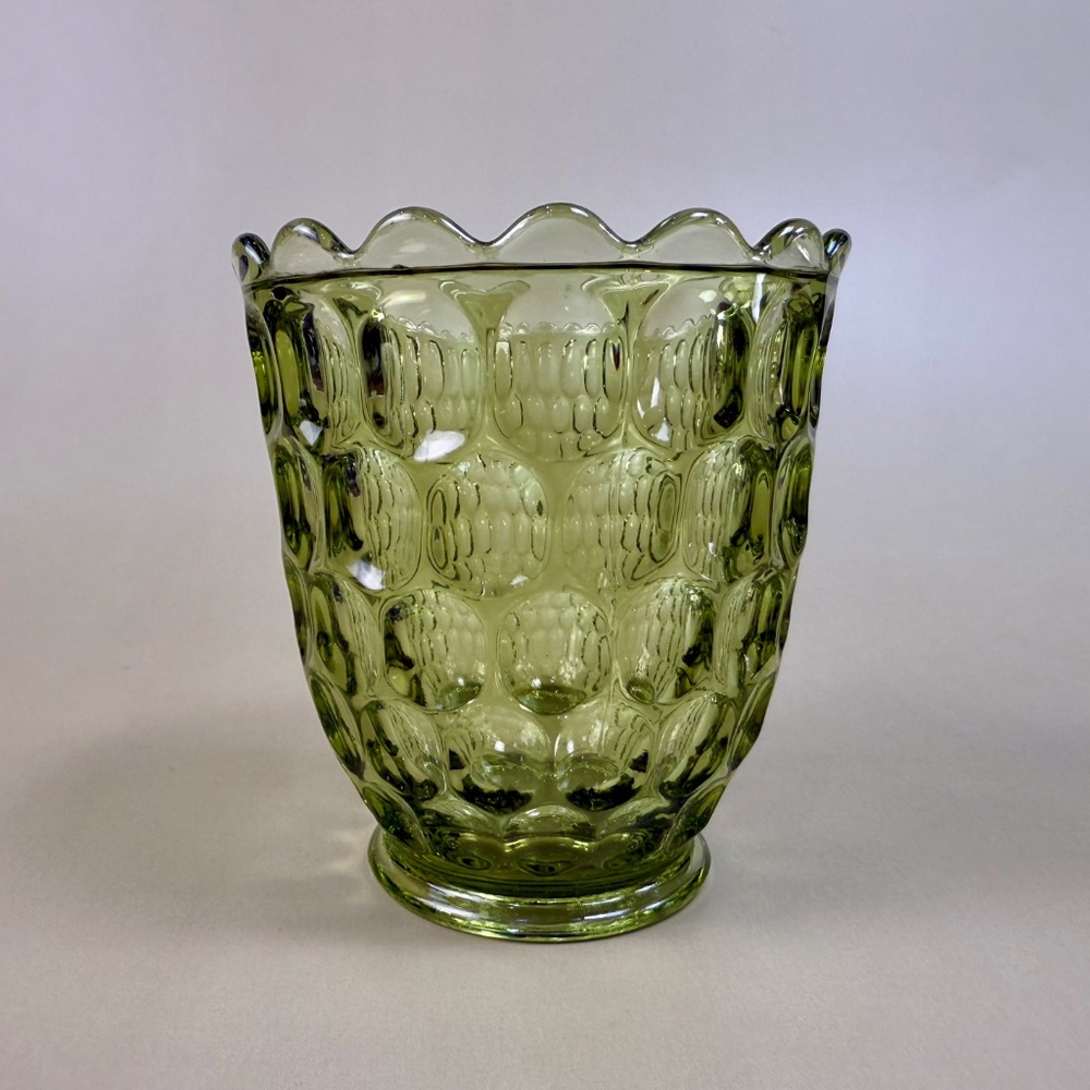 UV Reactive Fenton Green Thumbprint Glass Creamer & Sugar Bowl Set - Picture 15 of 16